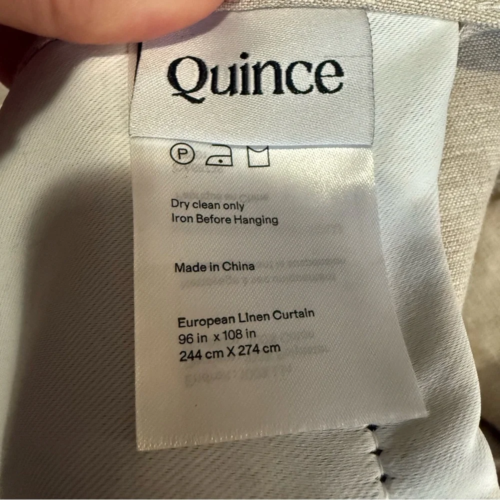 Quince European Linen Blackout Curtain Panel Flax Beige Size 96”x108”